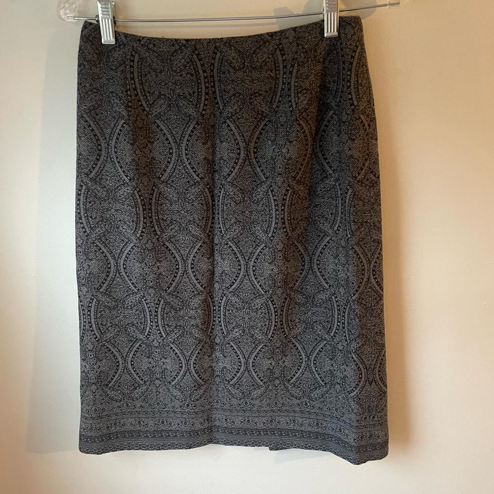 Pendleton 100% Virgin Wool Grey & Black Patterned MIDI Skirt with Lining Size 6